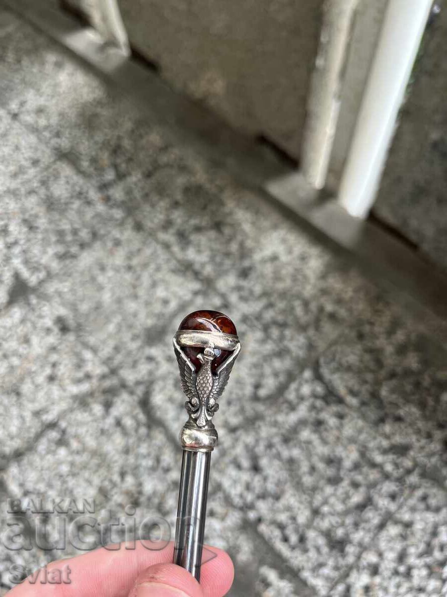 Αντίκα συλλεκτικό μαχαίρι ανοίγματος επιστολών με κεχριμπάρι με τιμή € 100.00 | 195.58 BGN