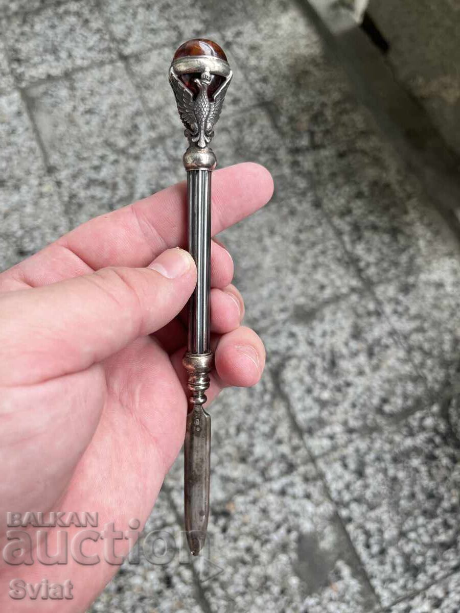 Παράδοση Αντίκα συλλεκτικό μαχαίρι ανοίγματος επιστολών με κεχριμπάρι