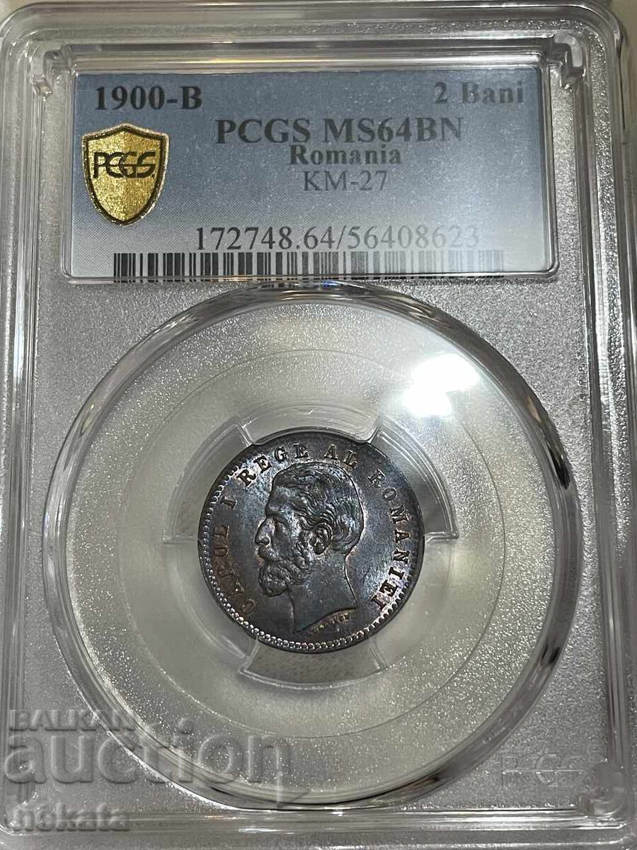 Romania 2 Bani 1900 MS64BN PCGS