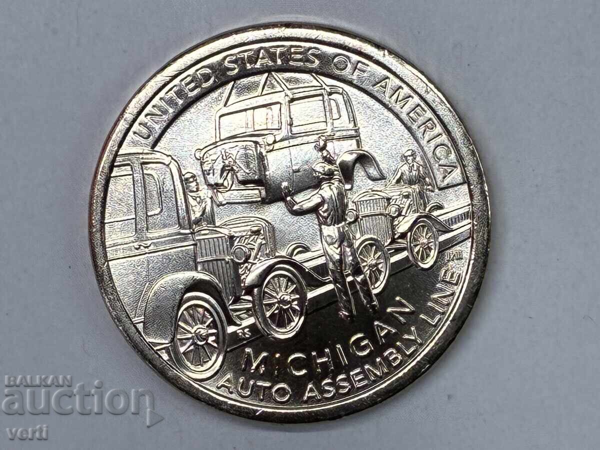 USA 1 Dollar 2025 P - Michigan. Auto Assembly Line