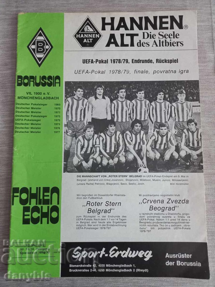 Program fotbal - Borussia - Steaua Roșie - Finala UEFA