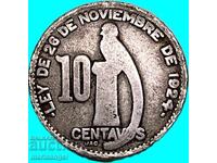 Guatemala 10 centavos 1924 argint
