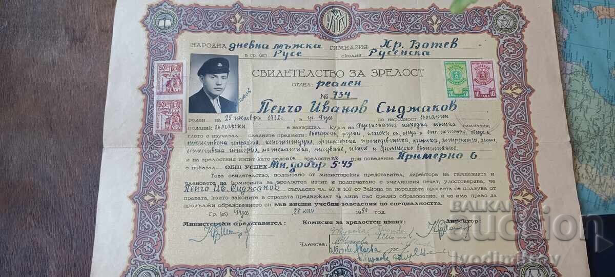 Свидетелство за зрелост Дневна мъжка г-я Хр. Ботев Русе