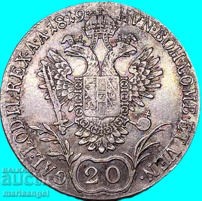 Livrarea 20 creițari 1819 M-Milano Austria pentru Italia - rară și scumpă Livrarea 20 creițari 1819 M-Milano Austria pentru Italia - rară și scumpă