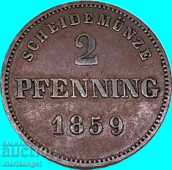 Livrarea 2 pfenigi 1859 Germania Bavaria Maximilian Livrarea 2 pfenigi 1859 Germania Bavaria Maximilian