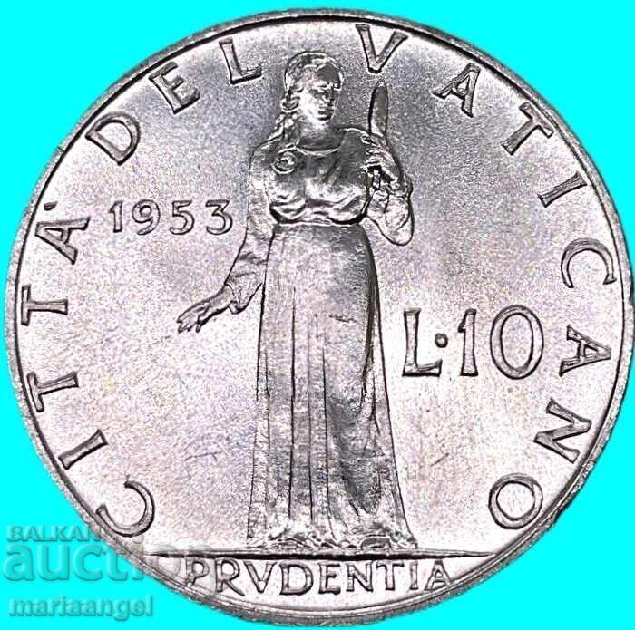 10 λίρες 1953 Βατικανό UNC Πίος ΙΒ΄ - 5