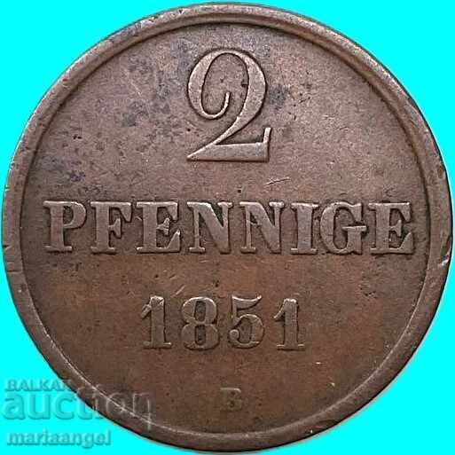 2 пфенига 1851 Германия Хановер - 6 2 пфенига 1851 Германия Хановер - 6