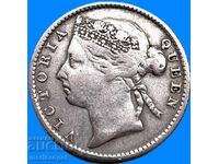 Mauritius 1886 20 cenți Victoria colonială Anglia argint
