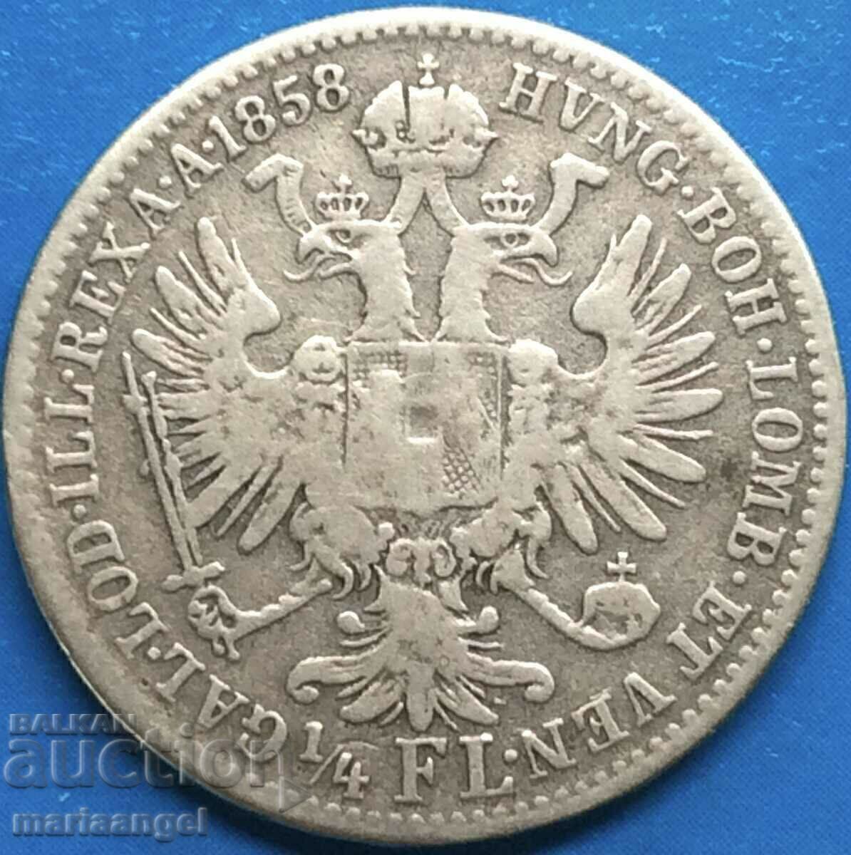 Austria 1/4 florin 1858 A - Viena Franz Joseph argint - 7