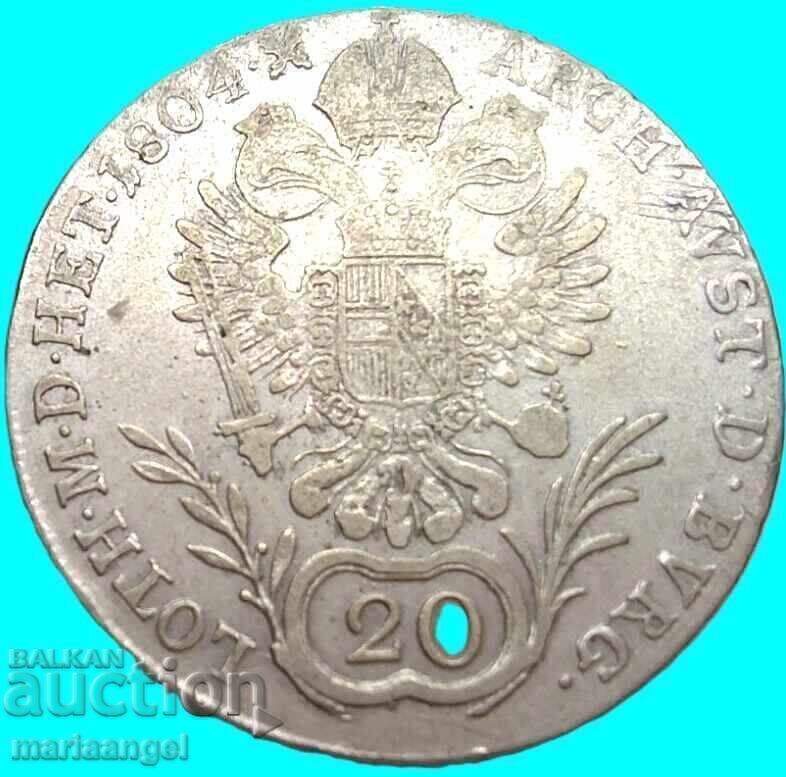 Delivery of Austria 20 Kreuzer 1804 G - Bala Mare Tilt Franz II R