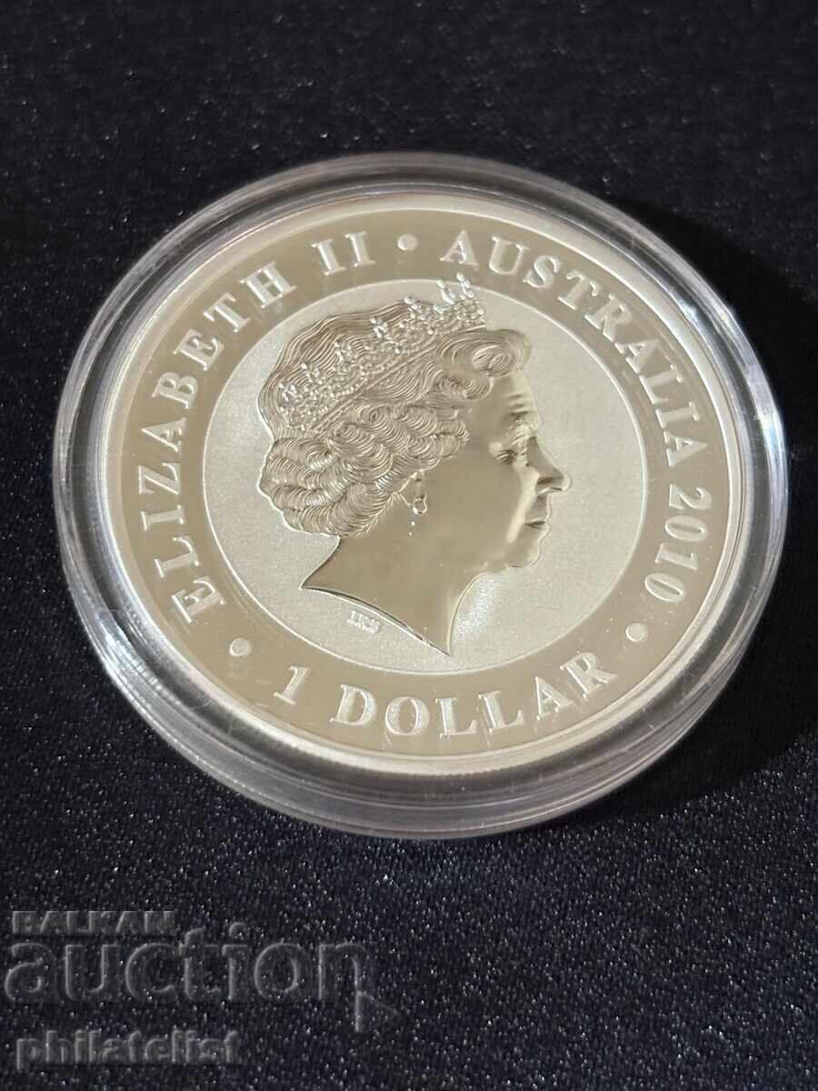 Доставка на Австралия 2010 - 1 долар – Коала , 1 OZ – Сребърна монета