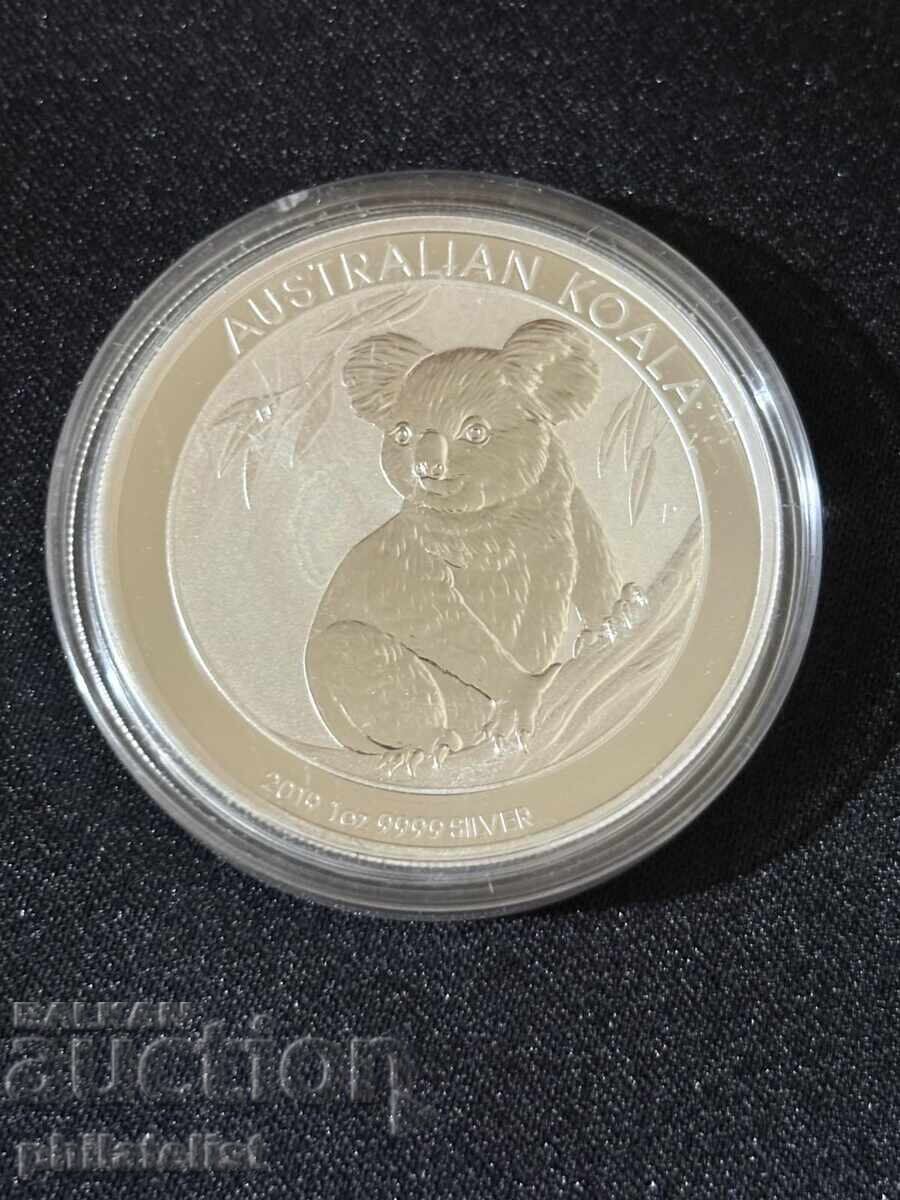Австралия 2019 - 1 долар – Коала , 1 OZ – Сребърна монета с цена € 112.00 | 219.05 лв.