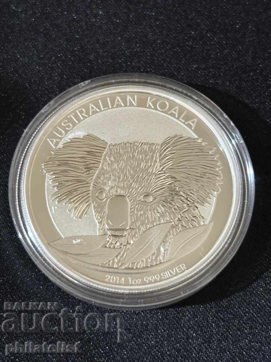 Австралия 2014 - 1 долар – Коала , 1 OZ – Сребърна монета с цена € 111.00 | 217.10 лв.