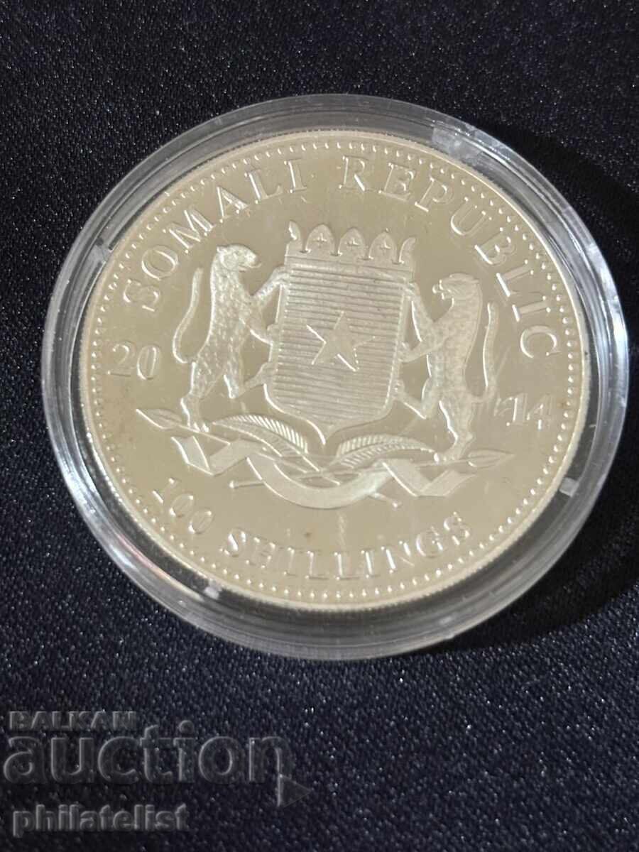 Livrarea Somalia 2014 - 100 Șilingi - Elefant 1 OZ - Monedă de argint Nr. 2