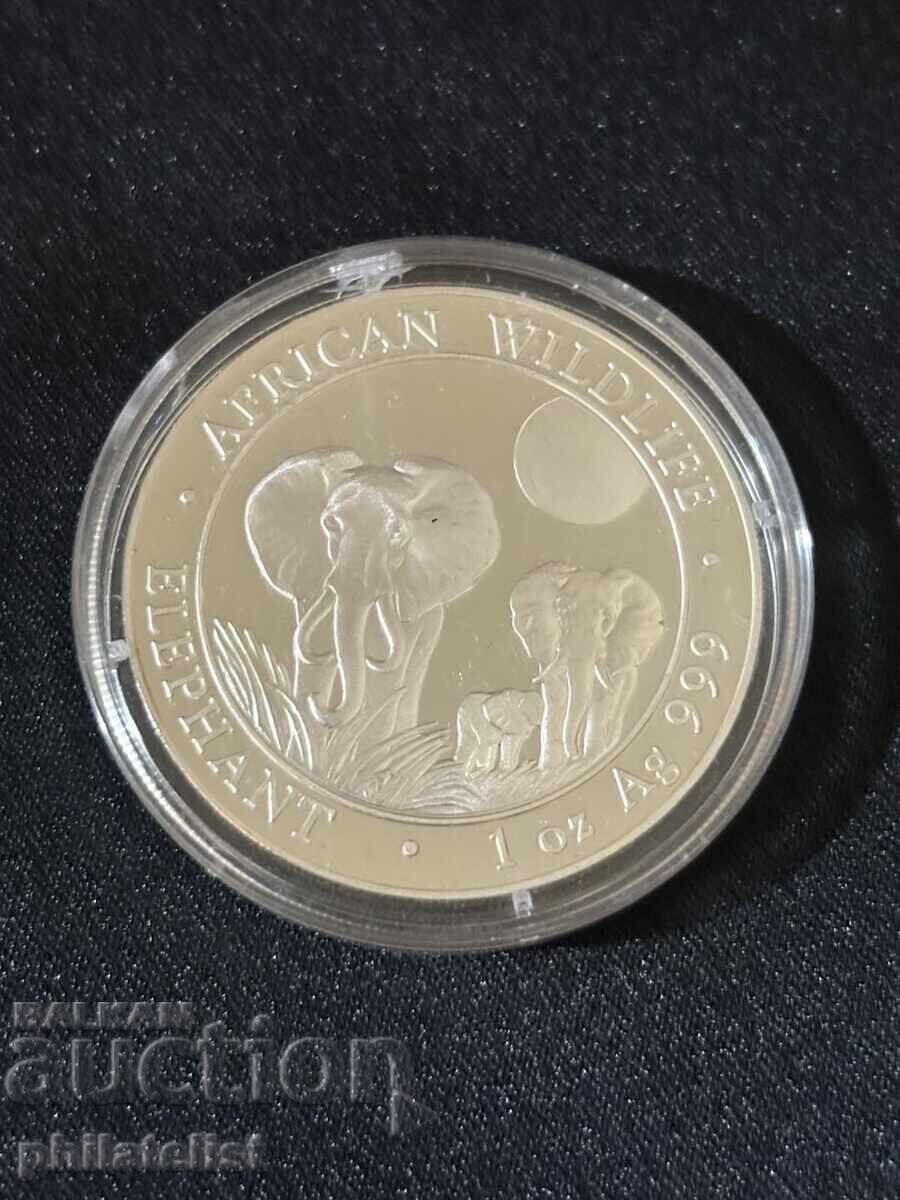 Somalia 2014 - 100 Șilingi - Elefant 1 OZ - Monedă de argint Nr. 2