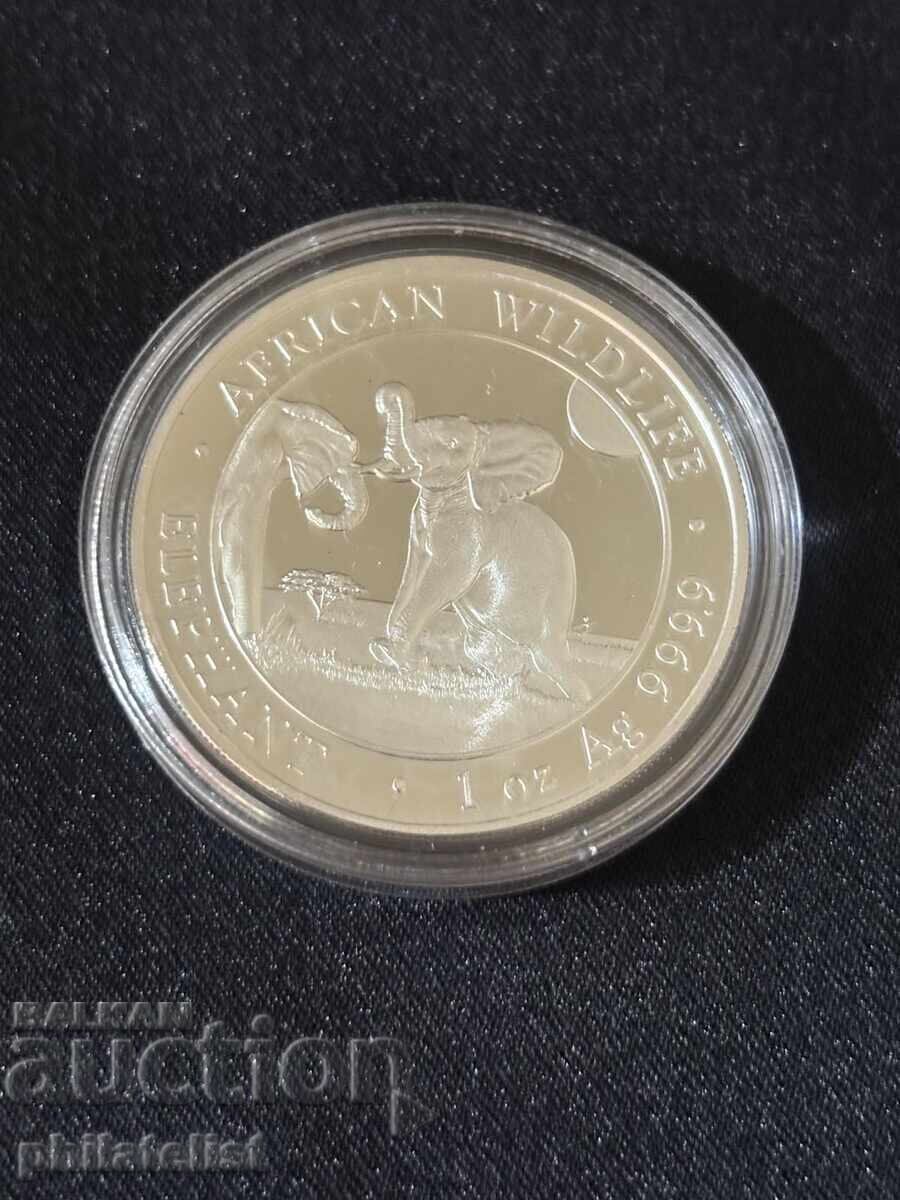 Somalia 2024 - 100 Șilingi - Elefant 1 OZ - Monedă de argint cu preț € 112.00 | 219.05 BGN