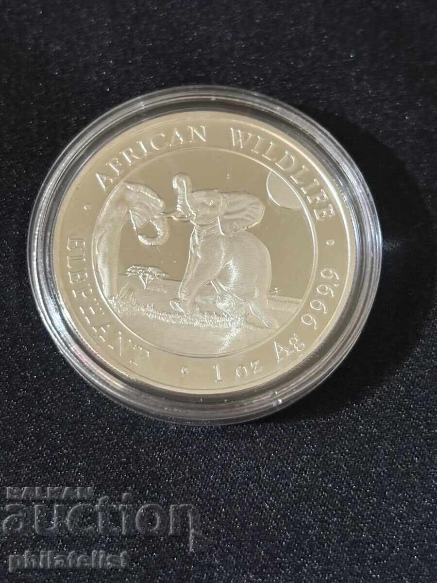 Somalia 2024 - 100 Șilingi - Elefant 1 OZ - Monedă de argint