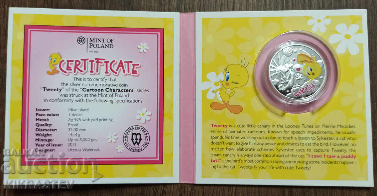Παράδοση Ασημένιο νόμισμα - 1 Dollar - Ελισάβετ Β' - Tweety - ½ Oz
