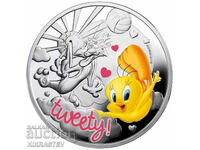 Ασημένιο νόμισμα - 1 Dollar - Ελισάβετ Β' - Tweety - ½ Oz