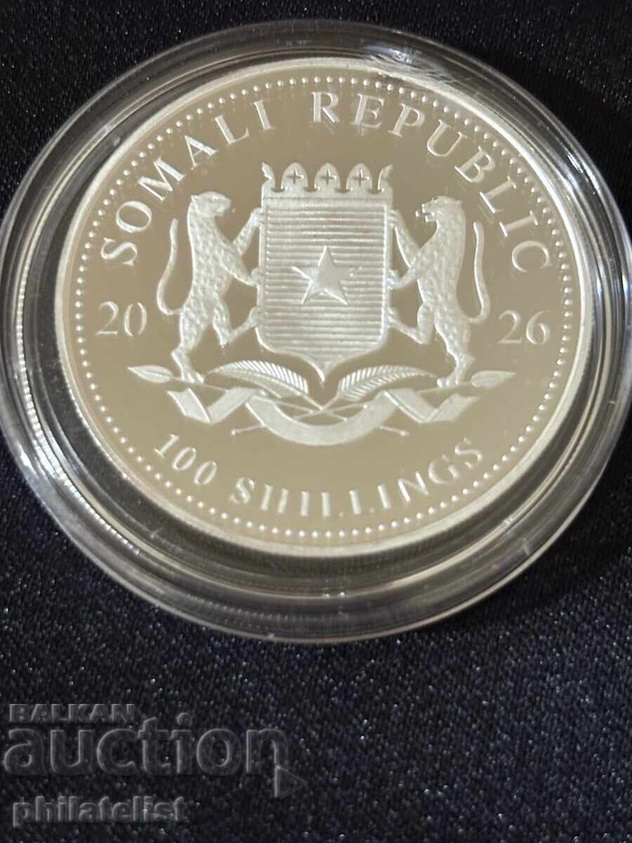 Livrarea Somalia 2026 - 100 Șilingi - Elefant 1 OZ - Monedă de argint Livrarea Somalia 2026 - 100 Șilingi - Elefant 1 OZ - Monedă de argint