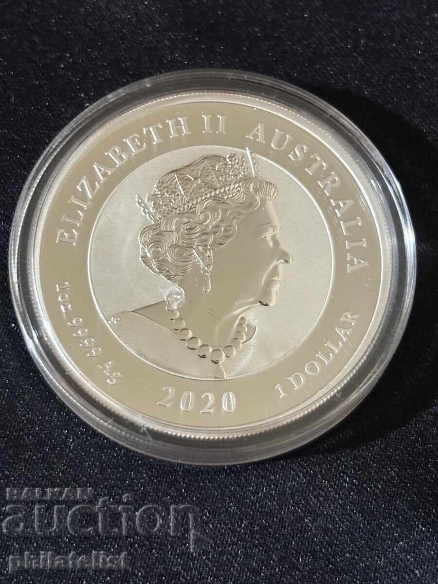 Доставка на Австралия 2020 – 1 долар – Куока 1 OZ сребро