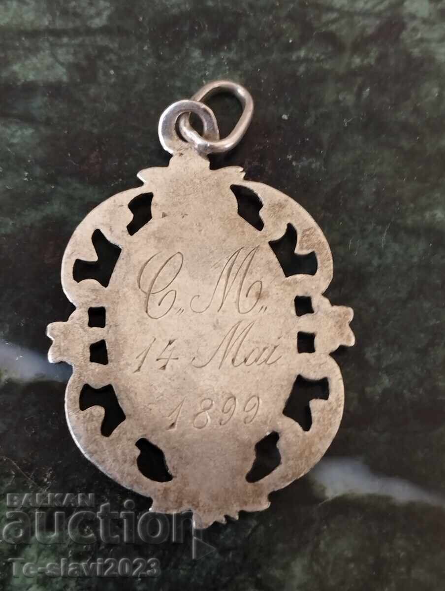 1899 г. Стар сребърен религиозен медалион с цена € 24.00 | 46.94 лв.