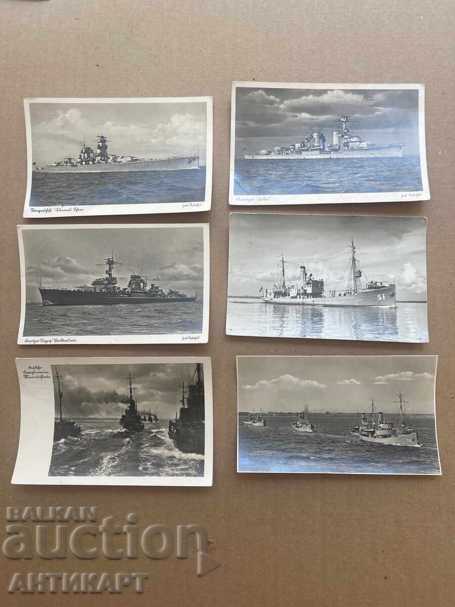 6 картички Германия военен флот моряци кораби WWII