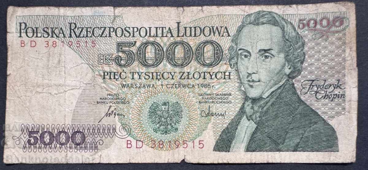 Polonia 5000 Zloți 1986 Ref 9515