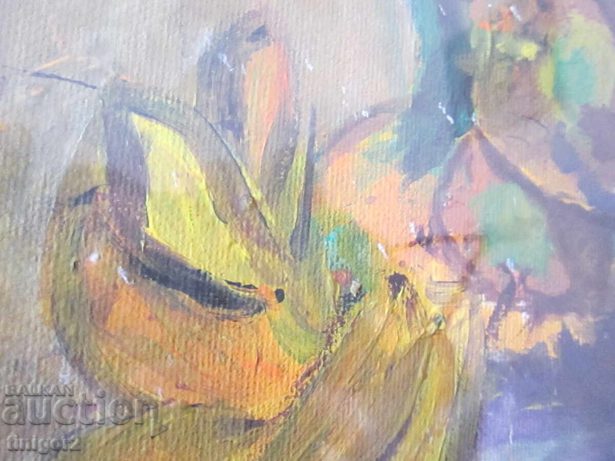 Licitație Pictură în ulei, carton, flori 34x28 cm