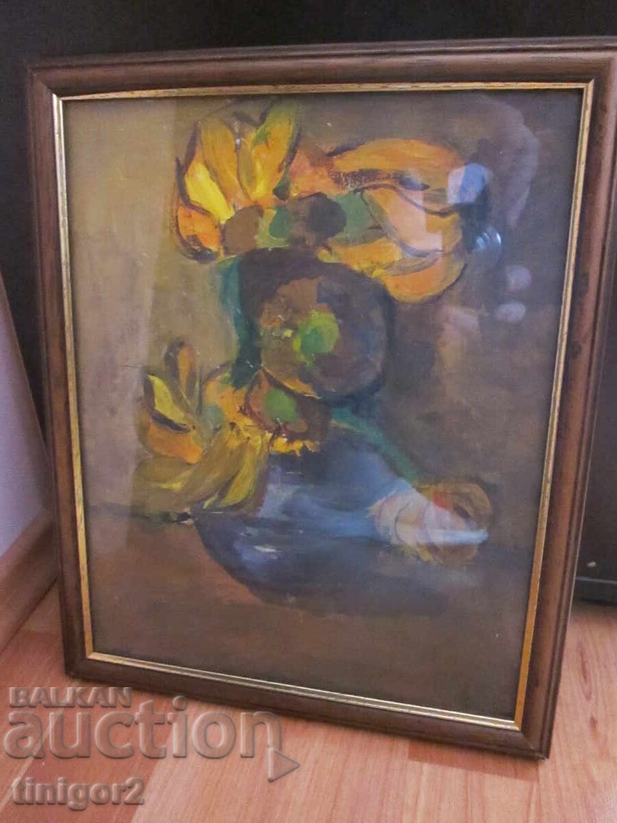 Pictură în ulei, carton, flori 34x28 cm