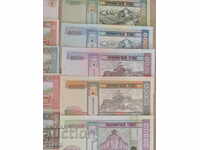 Mongolia set of 1, 5, 10, 20, 50, 100, 500, 1000, 10000 tugriks, new