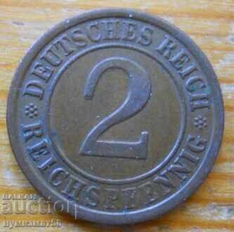 2 pfennig 1924 - Germania ( G ) reichspfennig