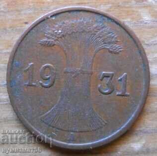 1 pfennig 1931 - Germania ( A ) reichspfennig cu preț € 0.80 | 1.56 BGN