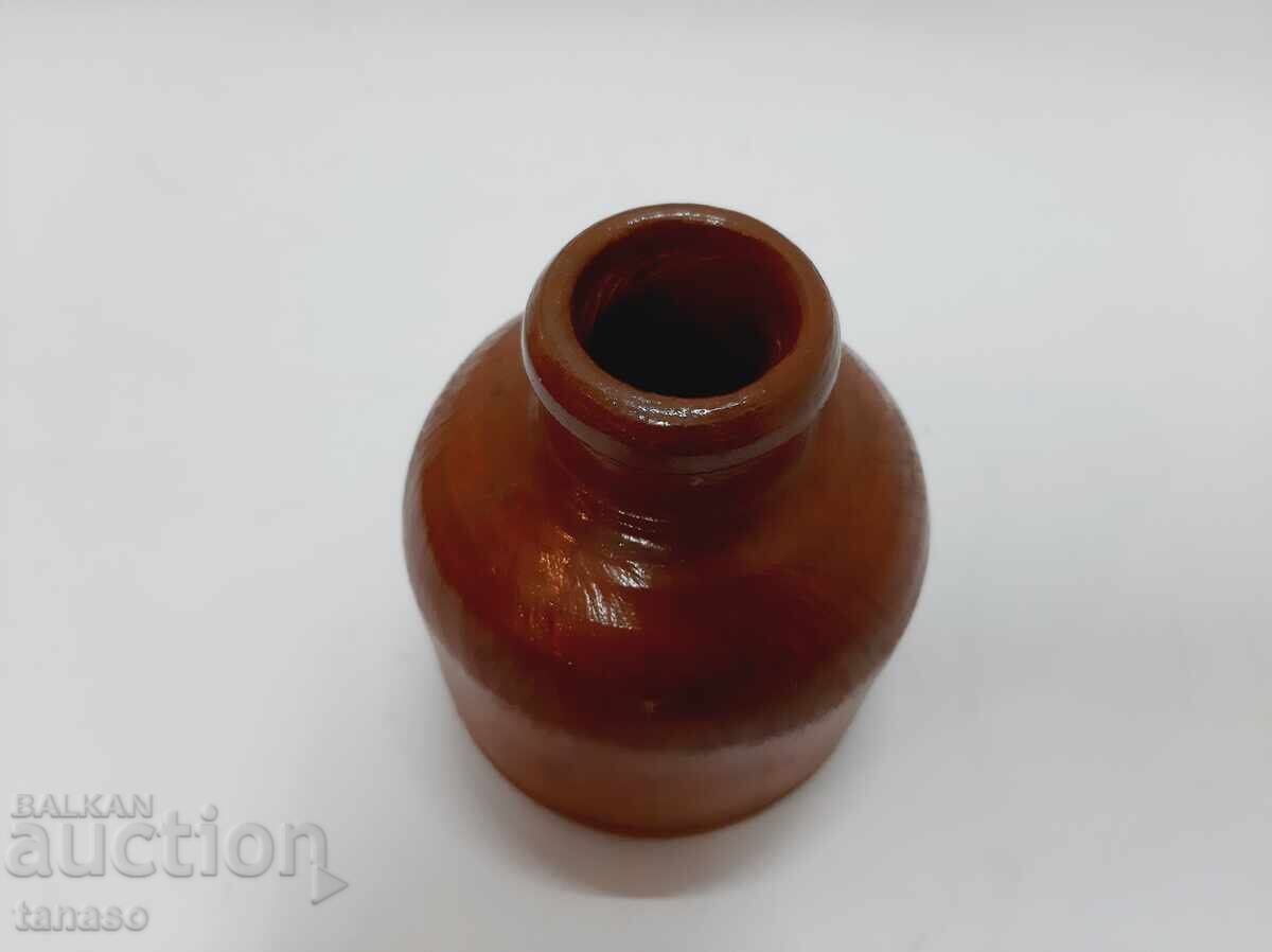 Licitație Veche sticlă de ceramică glazurată, 10 cm, ca nouă