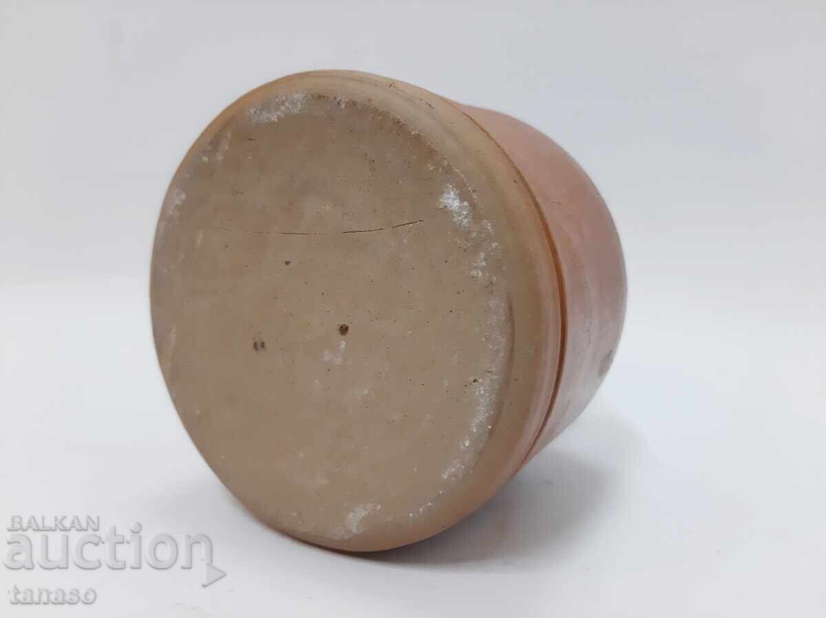 Veche sticlă de ceramică glazurată, 10 cm, ca nouă - 5