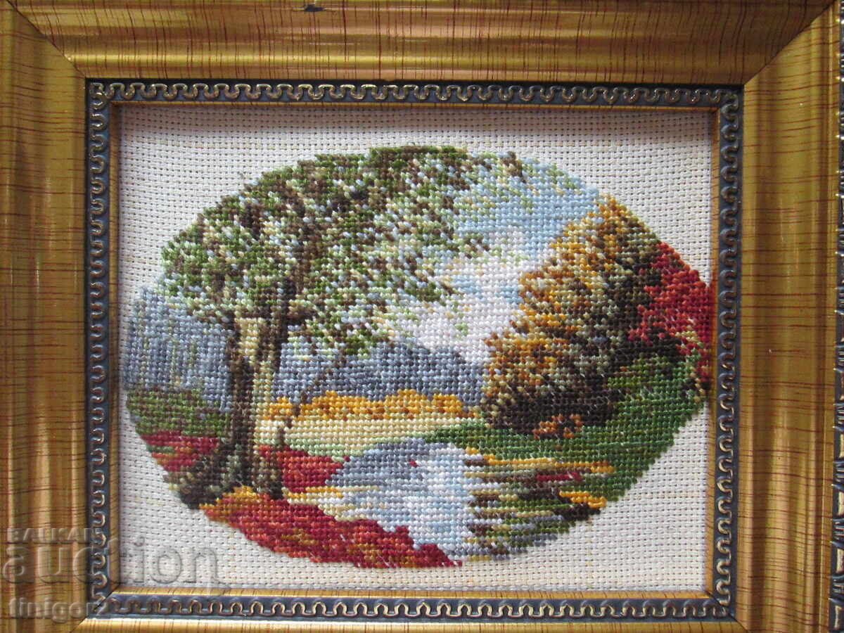 Hand-stitched small tapestry in a frame, 17x14cm with price € 19.00 | 37.16 BGN