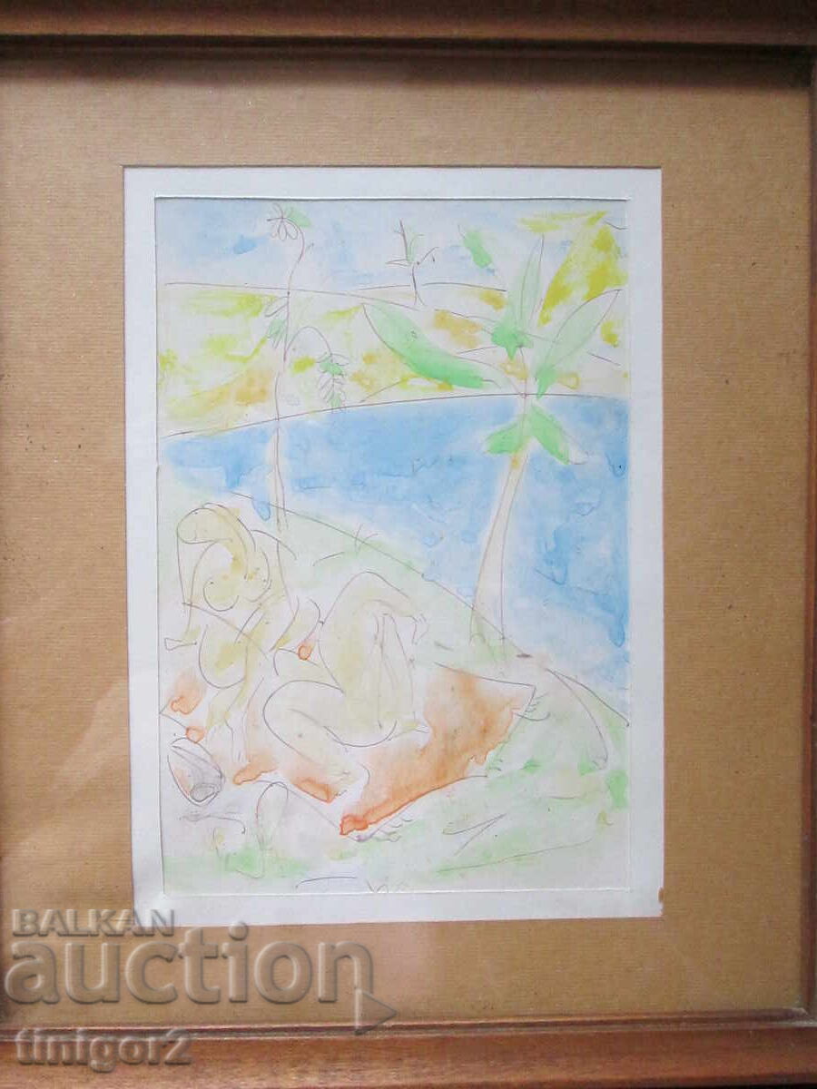 Pictură acuarelă erotică, 23x20cm cu preț € 39.00 | 76.28 BGN