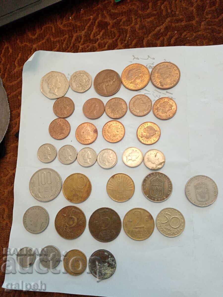 MONEDE ANGLIA și altele - 34 buc. - 2,8 Euro