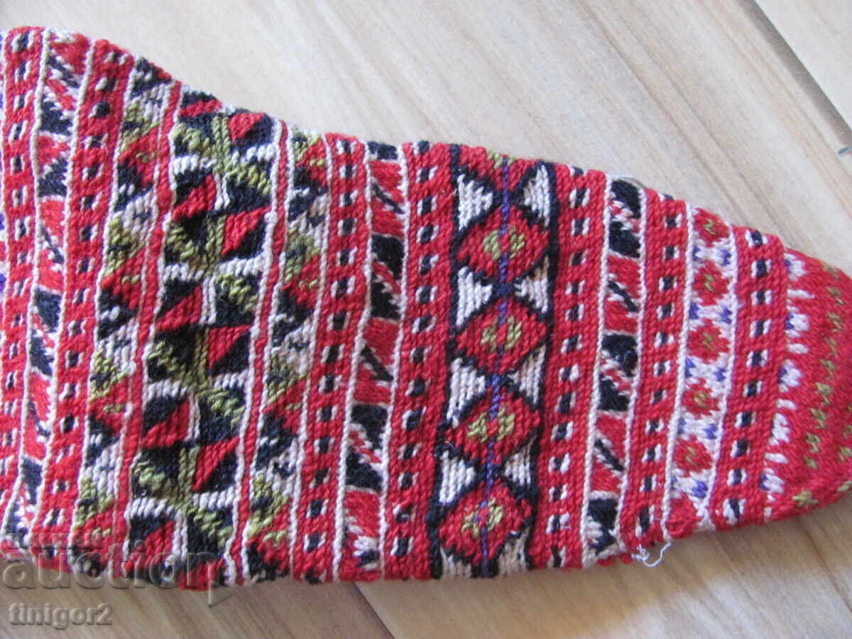 19th century wool sock for folk costume, hand-knitted - 6