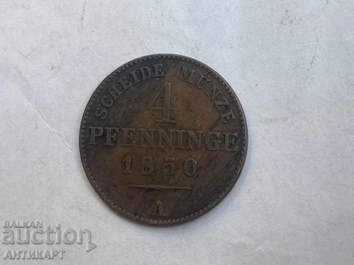 Monedă Germania 4 pfenninge 1850