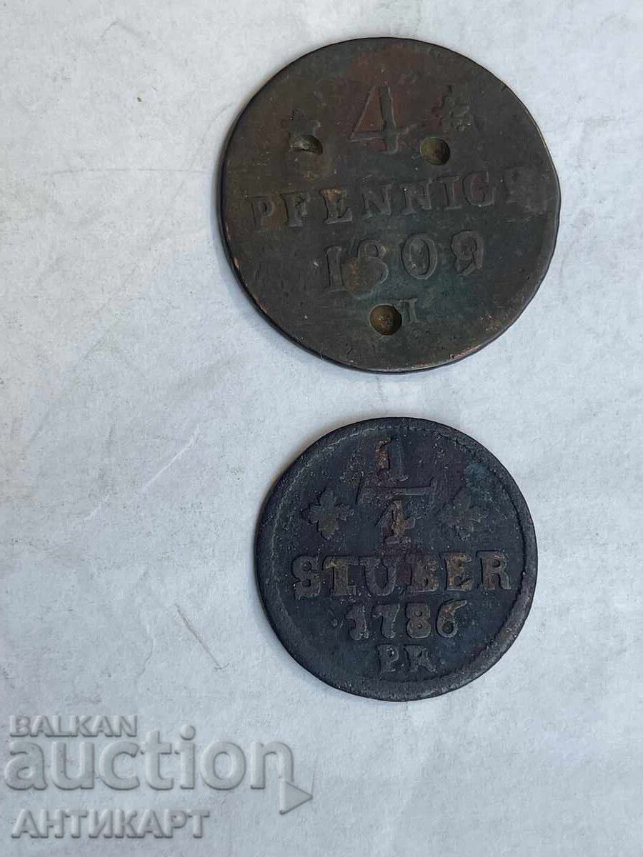 Germania 4 bucăți monede vechi heller stuber pfennige până în 1809 cu preț € 15.00 | 29.34 BGN