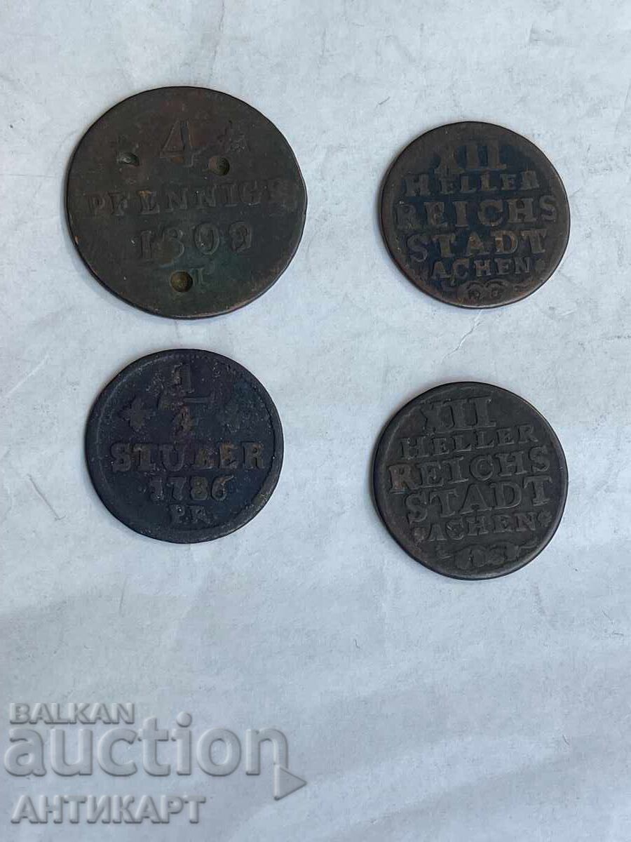 Germania 4 bucăți monede vechi heller stuber pfennige până în 1809