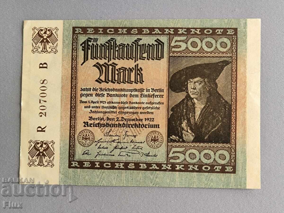 Bancnotă - Germania - 5 000 mărci AUNC | 1922