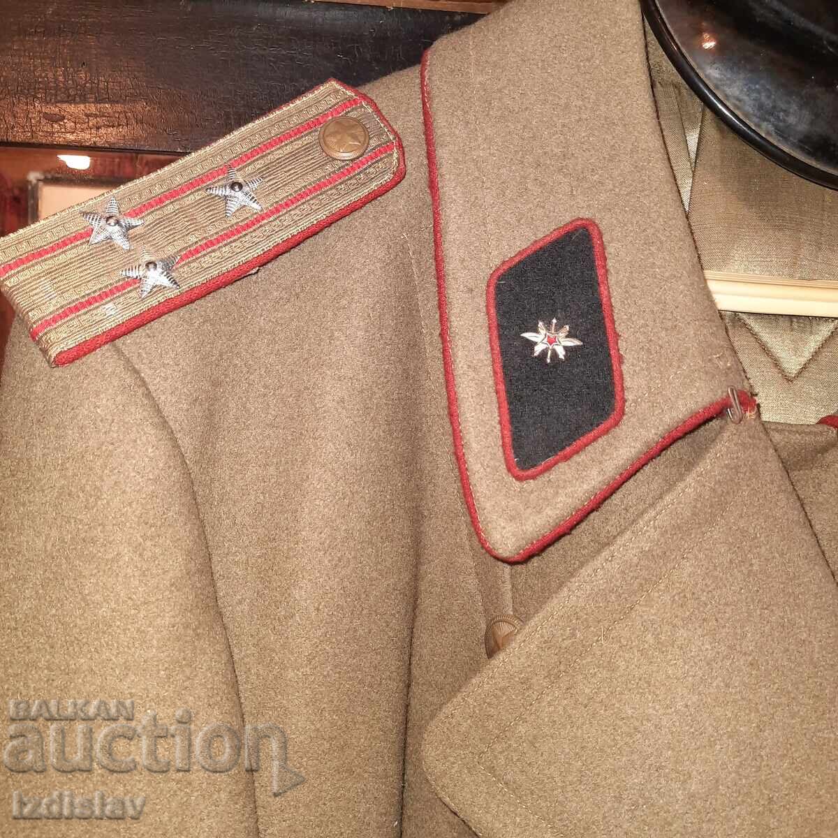 Auction  Socialist-era officer's greatcoat and signal corps peaked cap