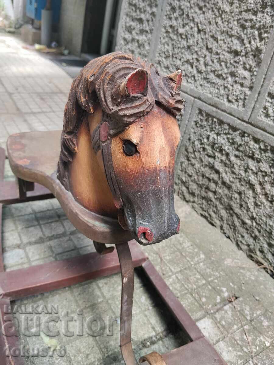 Auction  Antique wooden rocking horse toy - vintage