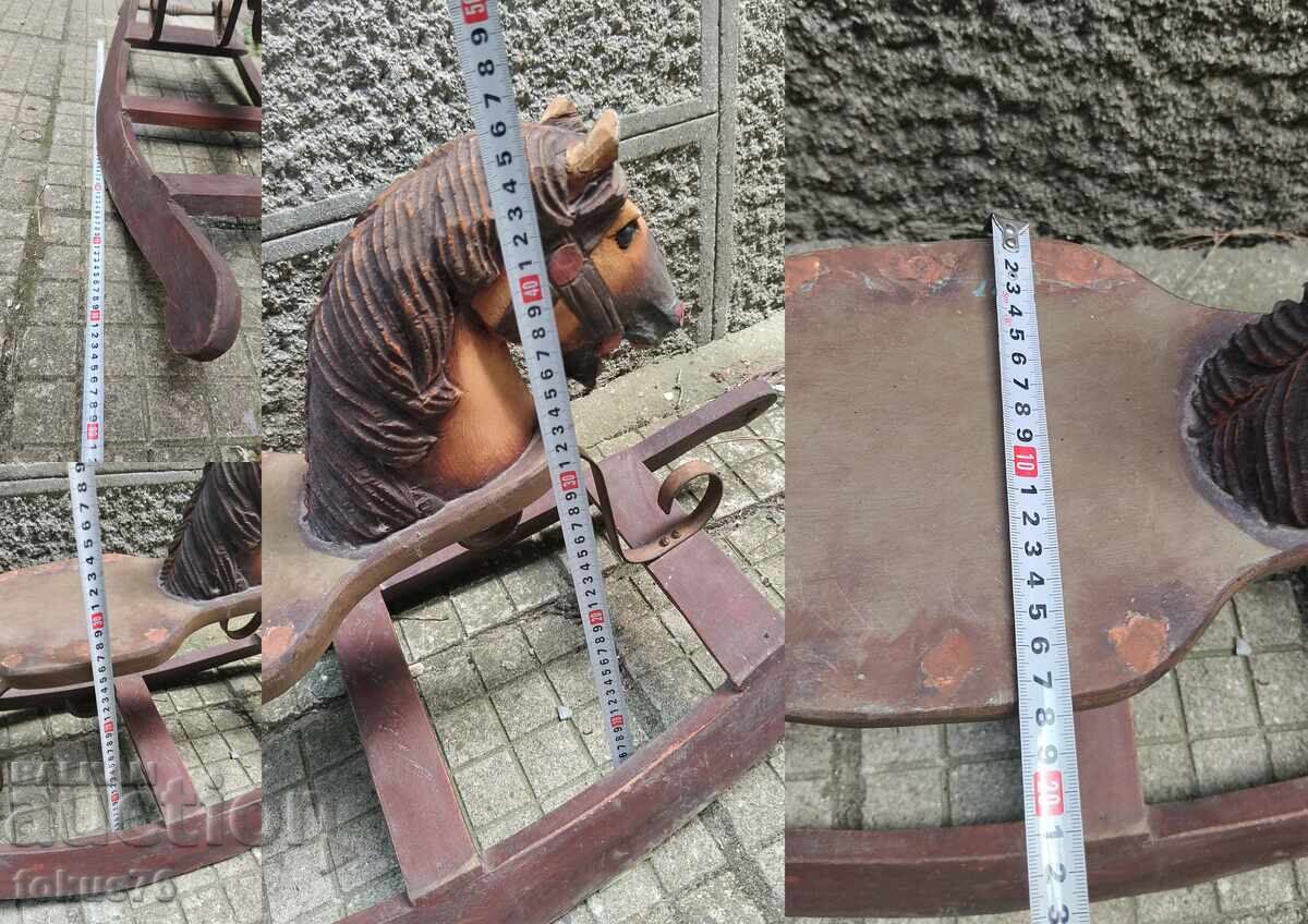 Antique wooden rocking horse toy - vintage - 6