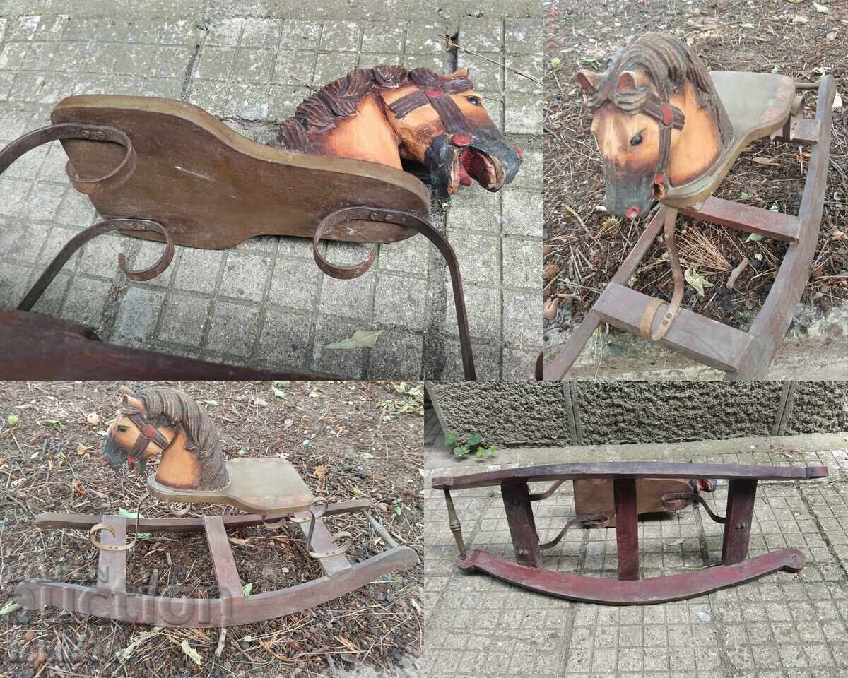 Antique wooden rocking horse toy - vintage - 7