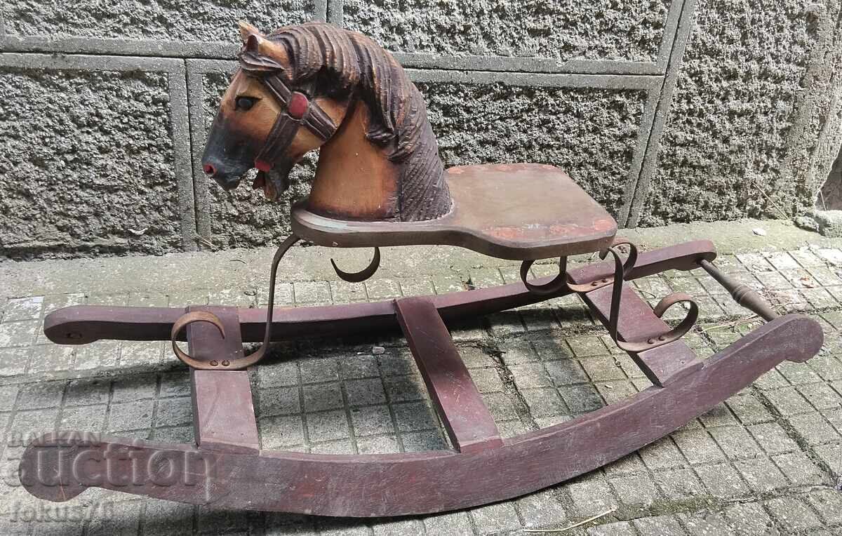 Antique wooden rocking horse toy - vintage