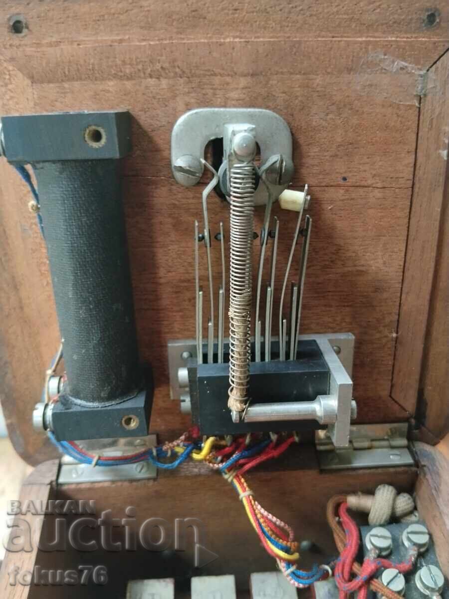 Telefon francez vechi din lemn cu manivelă, anii 1910 - 6
