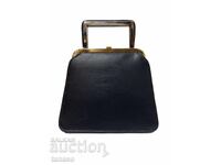Vintage black bag – 50s/60s – brass frame body